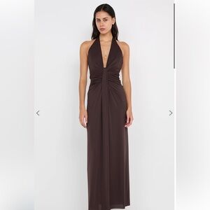 Bec + Bridge Chocolate Brown Tillie Drape Maxi Dress